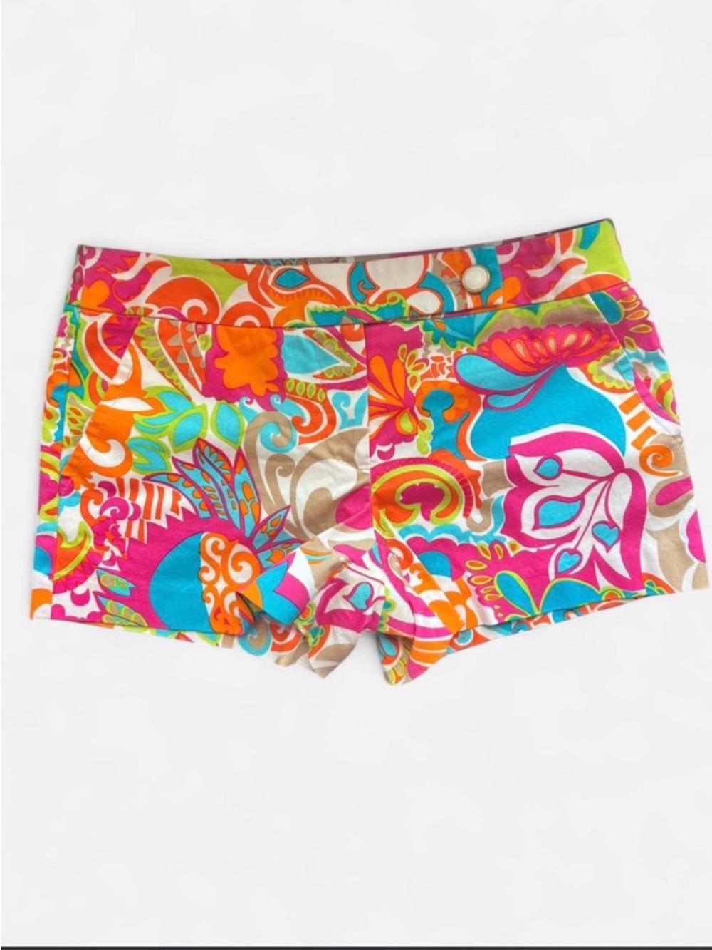 Trina Turk Corbin Shorts Size 4 Multicolor Abstract Psychedelic Floral Print